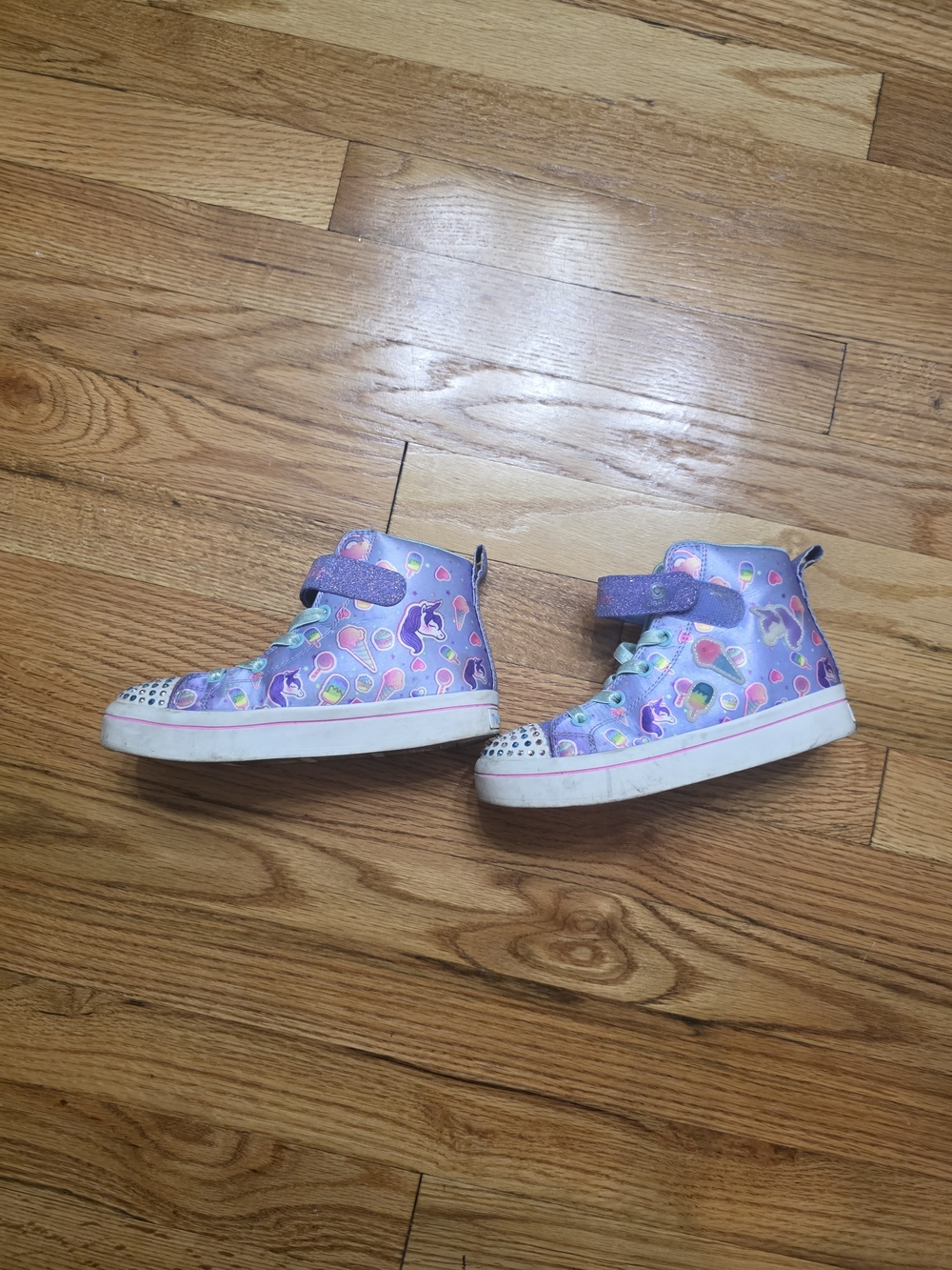 Skechers Purple Unicorn High-Top Light Up Sneakers Twinkle Toes Rainbow Accents